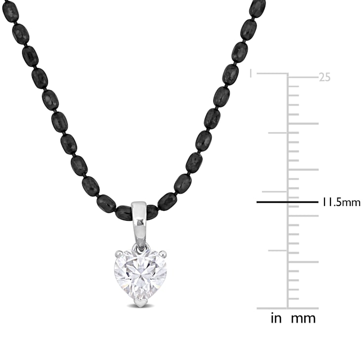 1 CT DEW Created Moissanite Pendant with Diamond Cut Chain in Sterling
Silver with Black Rhodium