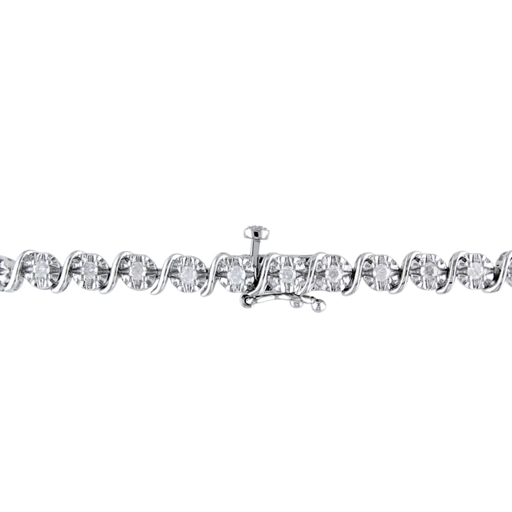 1 CT TW Diamond S-Shape Bracelet in Sterling Silver