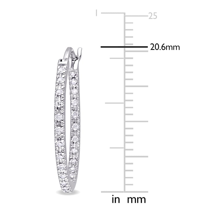 1/4 CT TW Diamond Inside Outside Hoop Earrings in Sterling