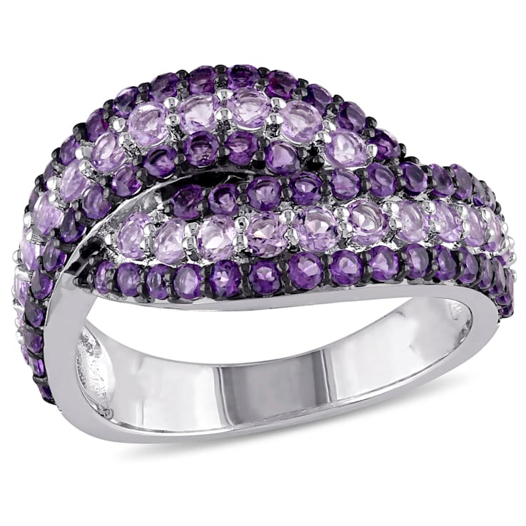1 1/2 CT TGW Amethyst and Rose de France in Sterling Silver with Black Rhodium