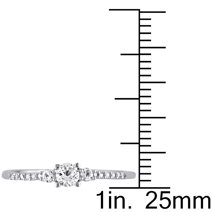 1/3 CT TGW Created White Sapphire and Diamond Accent Engagement Ring in
Sterling Silver