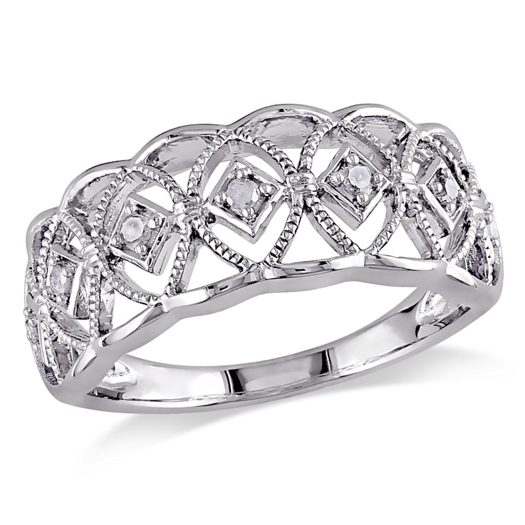 1/10 CT TW Diamond Openwork Ring in Sterling Silver