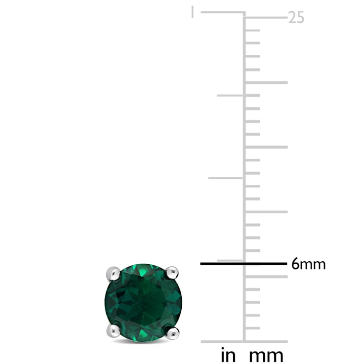 1 5/8 CT TGW Created Emerald Stud Earrings in Sterling Silver