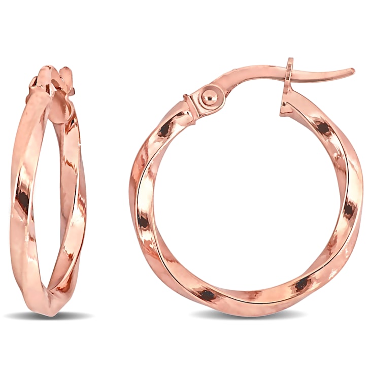 19mm Twisted Hoop Earrings in 10k Rose Gold