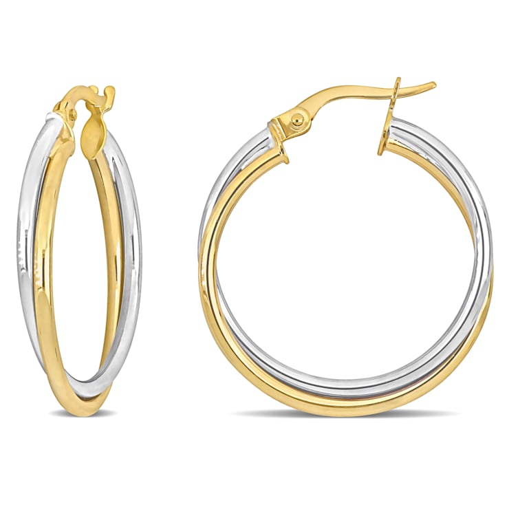 2 tone hoop shop earrings