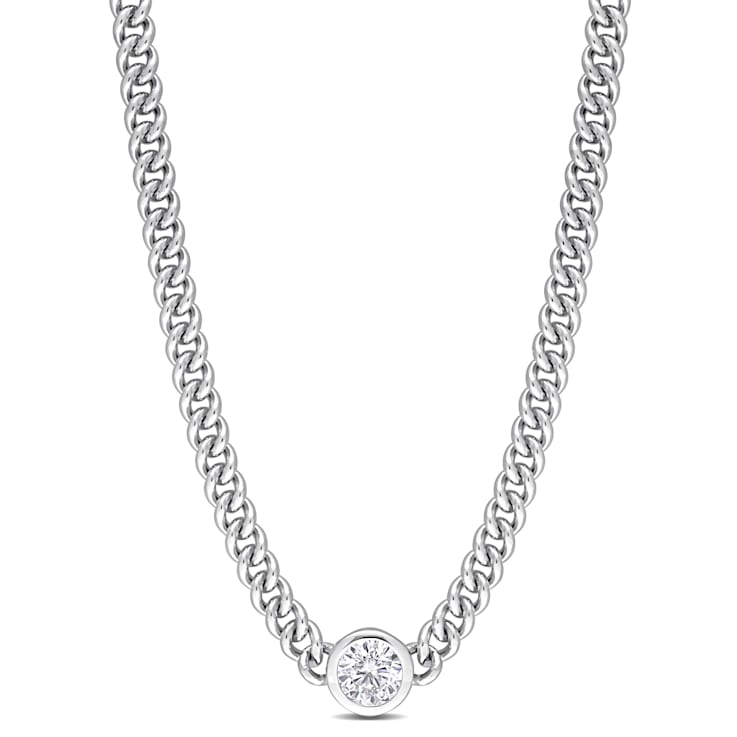 1 5/8 CT TGW Created White Sapphire Necklace in Sterling Silver