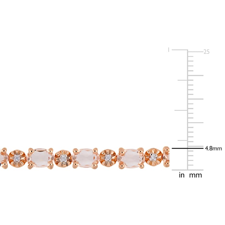 9 CT TGW Simulated Morganite and Diamond Accent Tennis Bracelet in Rose
Rhodium Over Sterling Silver