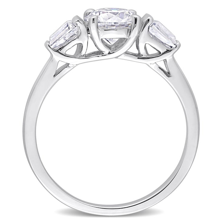 1 1/5 CT TGW Created Moissanite 3-Stone Ring in Sterling Silver