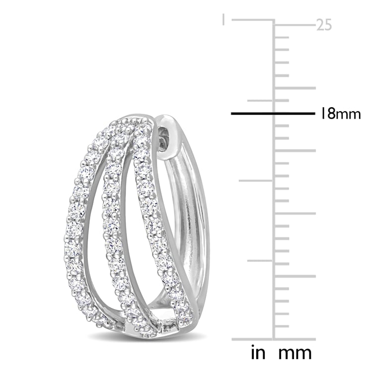 4/5 CT TGW Created Moissanite Hoop Earrings in Sterling Silver