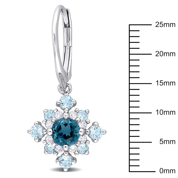 2 5/8 CT TGW London Blue, Sky Blue and White Topaz Cluster Earrings in
Sterling Silver