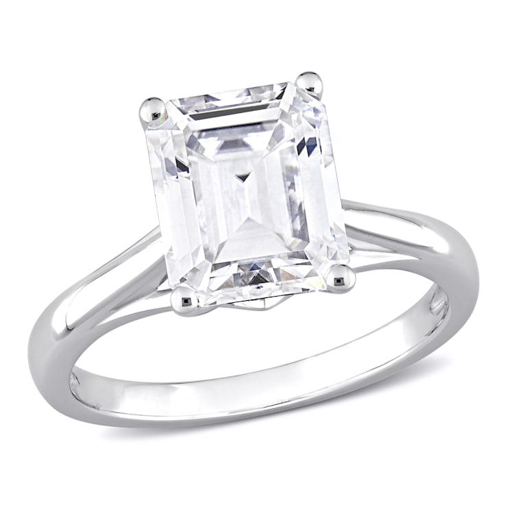 3-1/2 CT DEW Moissanite Solitaire Engagement Ring in 10K White Gold