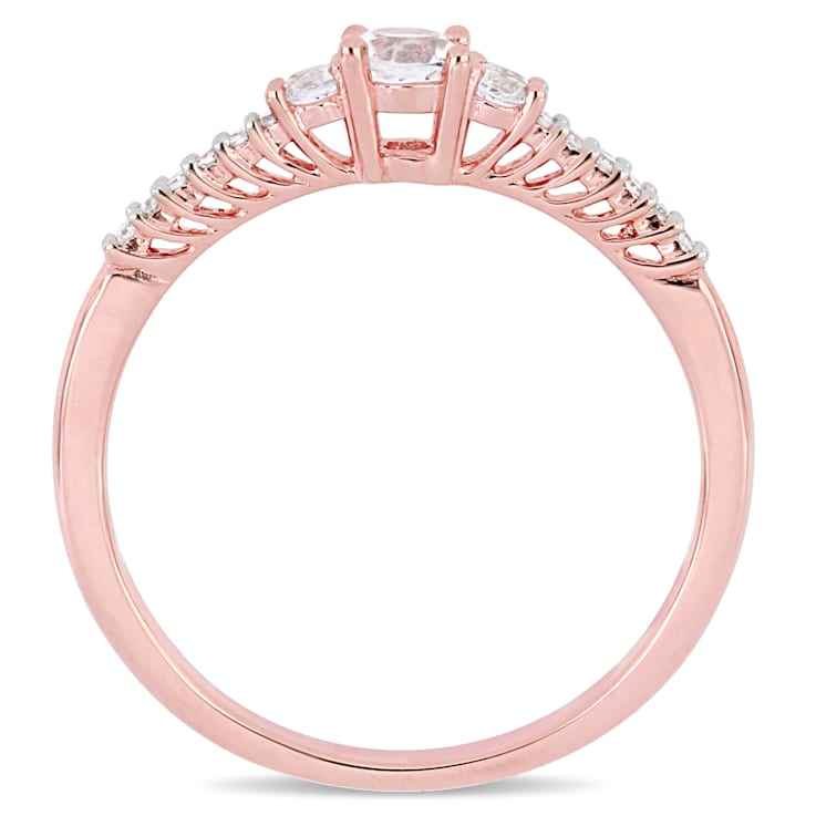 1/3 CT TGW Created White Sapphire and Diamond Accent Promise Ring in
Rose Plated Sterling Silver