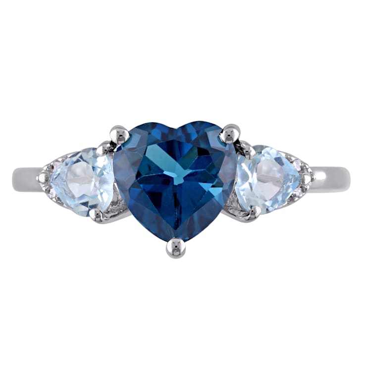 2 1/5 CT TGW London Blue and Sky Blue Topaz and Diamond Accent Ring in
Sterling Silver