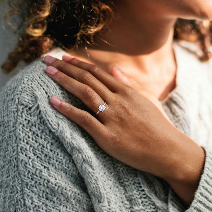 1 5/8 CT TGW Created White Sapphire Solitaire Ring in Sterling Silver