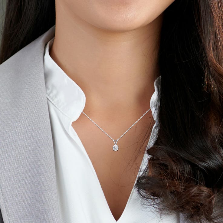 0.75ctw Lab-Grown Diamond Solitaire Pendant with Chain in