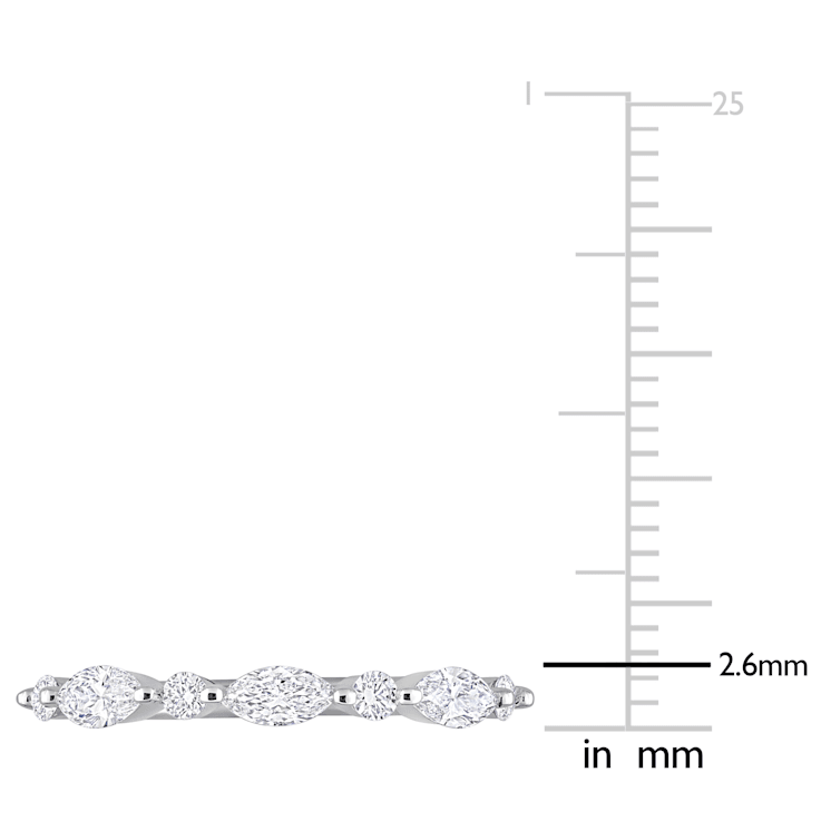 3/5 CT TGW Lab Grown Diamond Semi-Eternity Ring in Platinum Plated
Sterling Silver