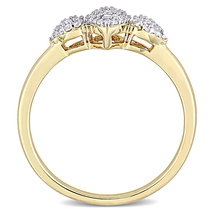 1/5ctw Diamond Marquise and Heart Shaped Cluster Ring in 18K Yellow Gold
Over Sterling Silver