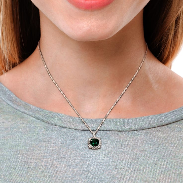 2 3/8 CT TGW Multi-Gemstones and Diamond Accent Pendant with Chain in
Sterling Silver