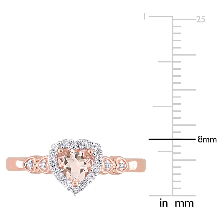 5/8 CT TGW Morganite, White Topaz and Diamond Accent Heart Ring in Rose
Plated Sterling Silver