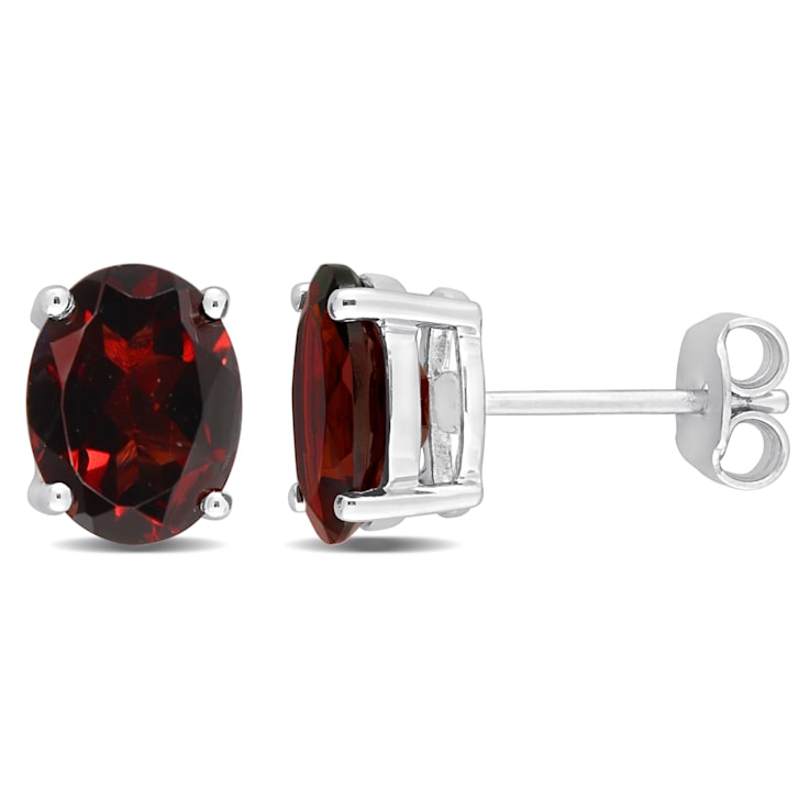 Sterling silver garnet stud earrings clearance