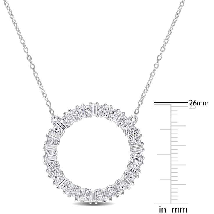 1 3/4 CT TGW Created Moissanite Open Circle Necklace in Sterling Silver