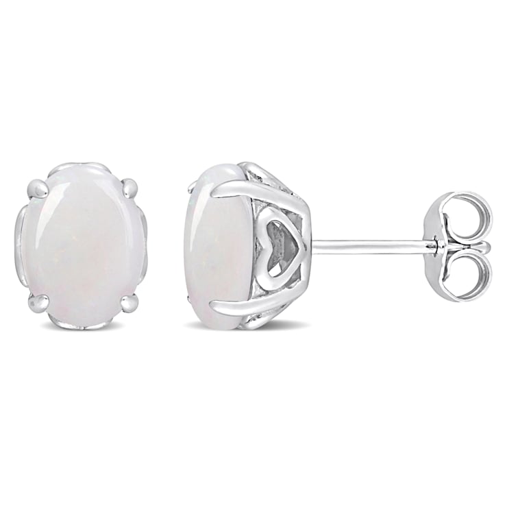 2 CT TGW Opal Stud Earrings in Sterling Silver