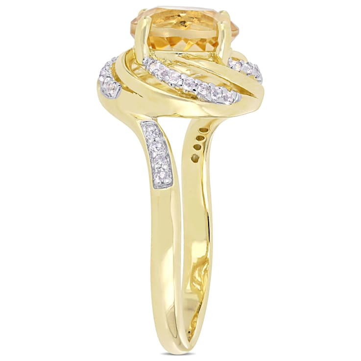 1 7/8 CT TGW Citrine, Topaz and Diamond Accent Swirl Ring in