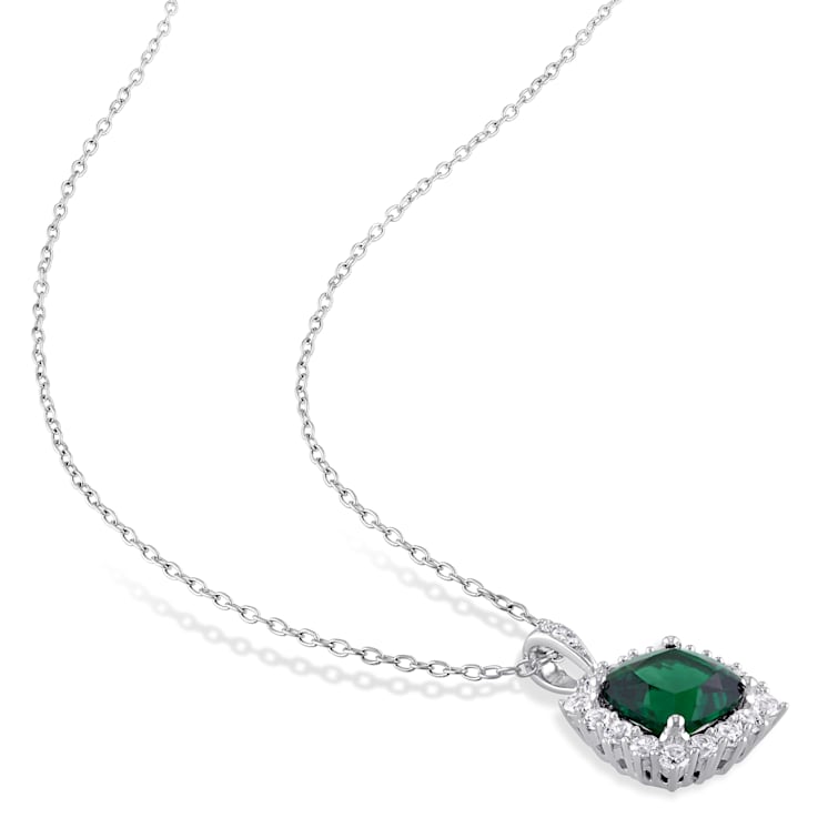 2 3/8 CT TGW Multi-Gemstones and Diamond Accent Pendant with Chain in
Sterling Silver