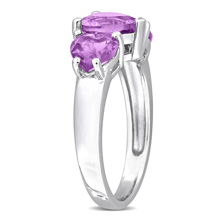 2 7/8 CT TGW Amethyst 3-Stone Ring in Sterling Silver