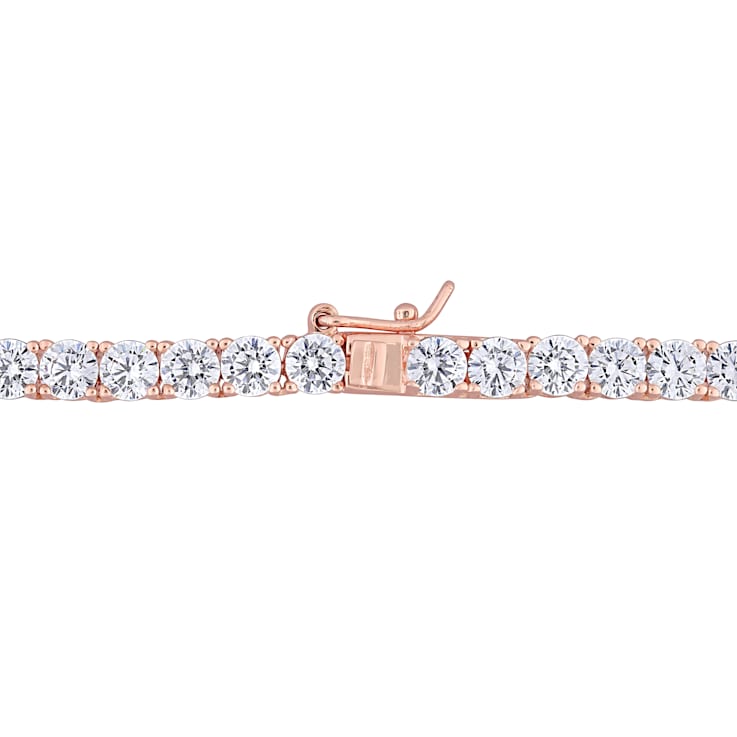 46 1/3 CT TGW Cubic Zirconia Tennis Necklace in Rose Plated Sterling Silver