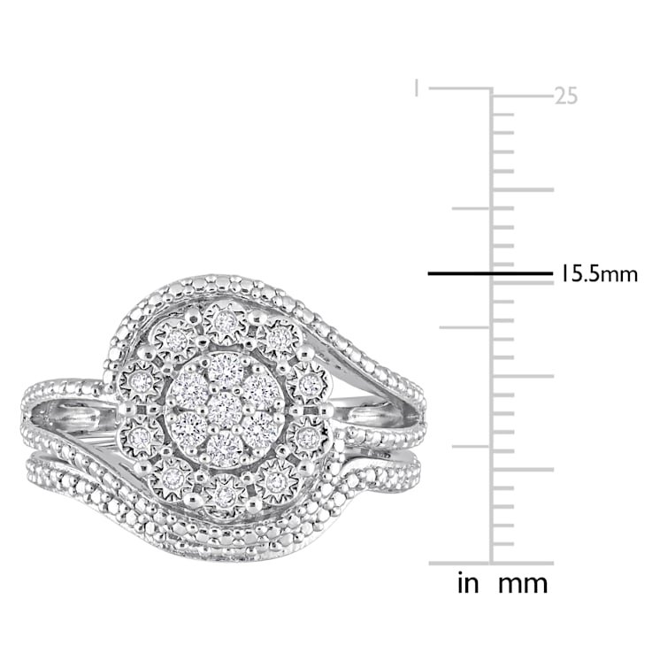 1/4 CT TW Diamond Vintage Bridal Set in Sterling Silver