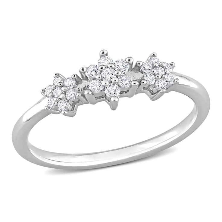 1/5 CT TW Diamond Floral Band in Sterling Silver