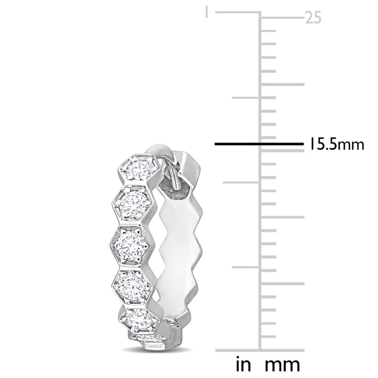 1/2 CT TW Diamond Hoop Earrings in 14K White Gold
