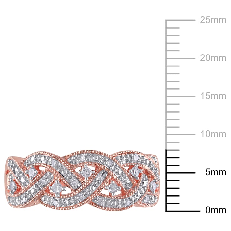 1/8ctw Diamond Braided Ring in 18K Rose Gold Over Sterling Silver
