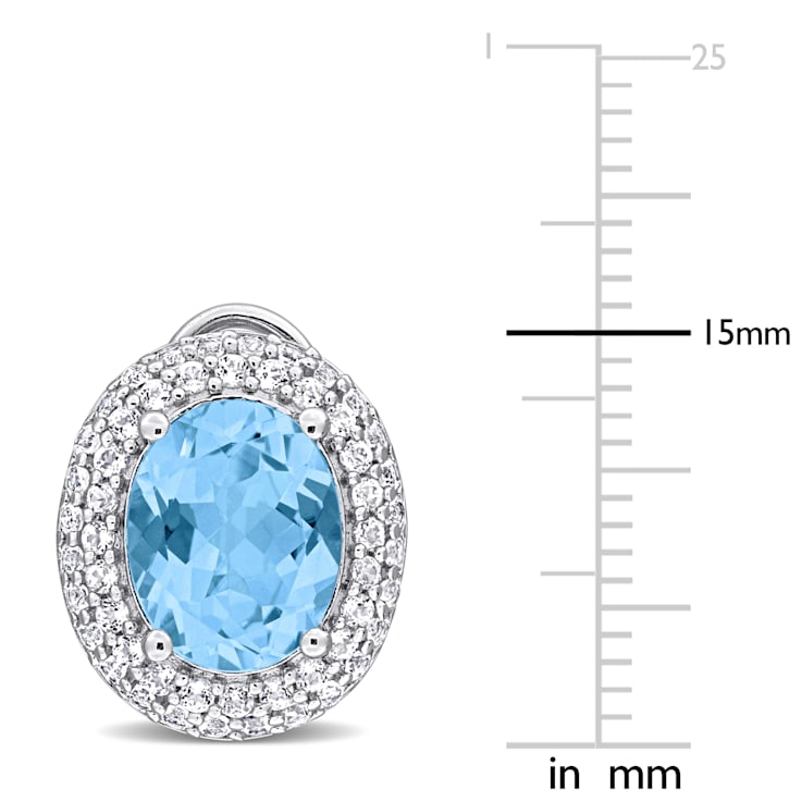 8 5/8 CT TGW Sky Blue Topaz and White Topaz Double Halo Earrings in
Sterling Silver