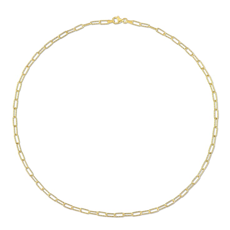 Fancy Paperclip Chain Necklace in Yellow Plated Sterling Silver