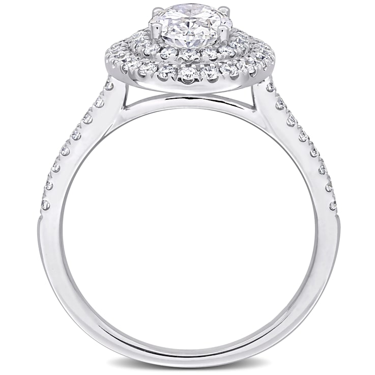 1 1/2 CT TW Lab-Grown Diamond Halo Ring in 14K White Gold
