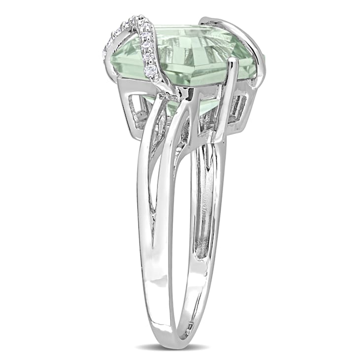 6 1/2 CTW Green Quartz and Diamond Accent Swirl Ring in Sterling Silver