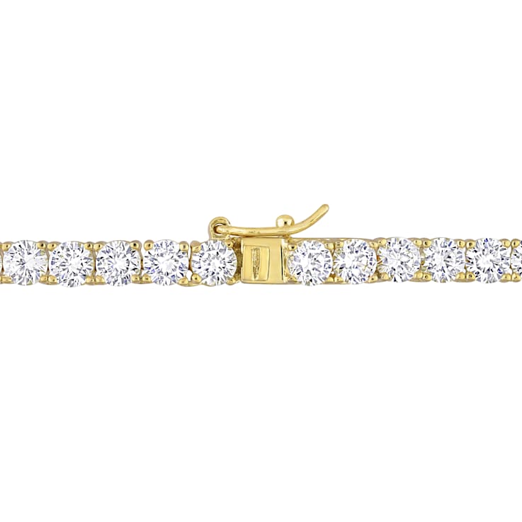33 CT TGW Created White Sapphire Tennis Necklace in Yellow Plated
Sterling Silver