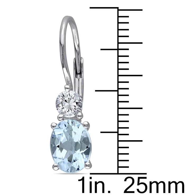 3 4/5 CT TGW Blue Topaz and Created White Sapphire Earrings in Sterling Silver