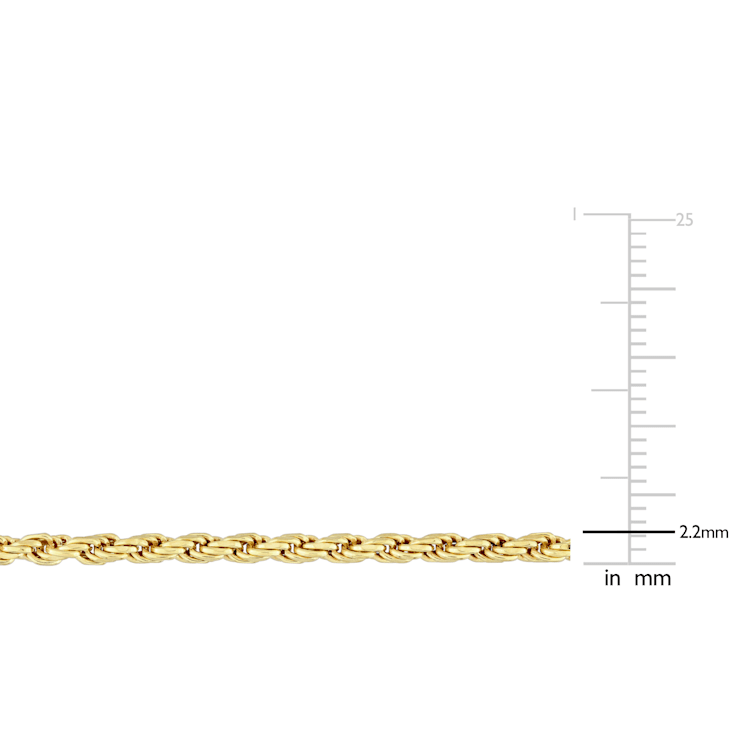 2.2MM Rope Chain Necklace in Yellow Plated Sterling Silver