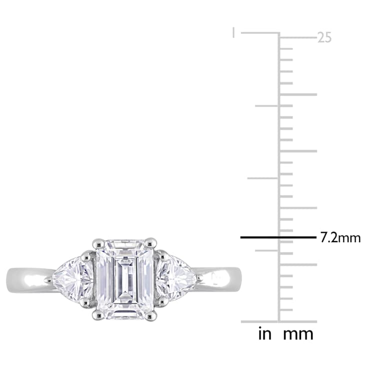 1 5/8 CT TGW Created Moissanite 3-Stone Ring in Sterling Silver