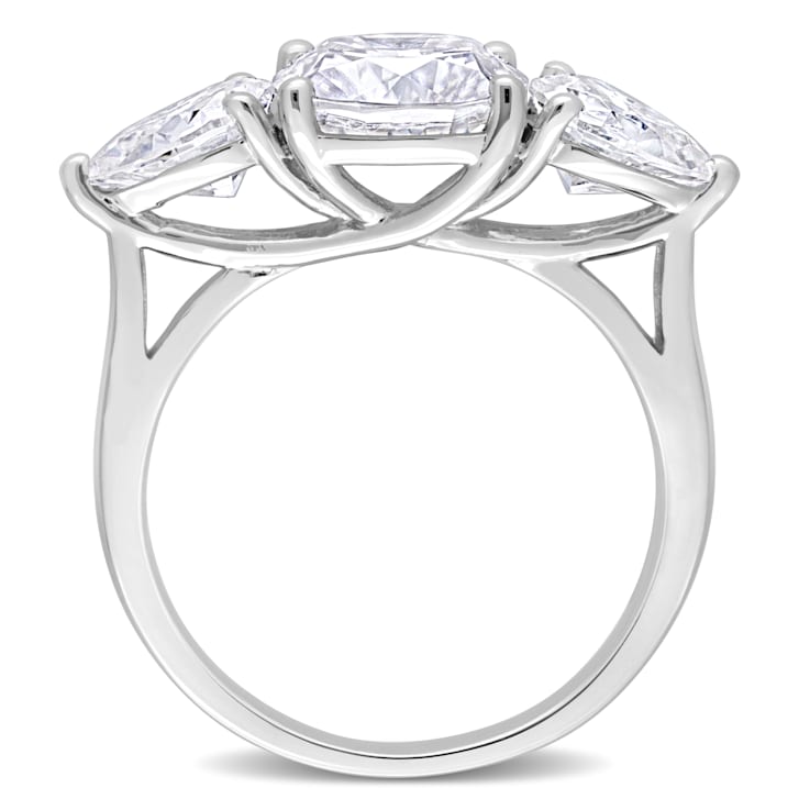 4 5/8 CT TGW Created Moissanite 3-Stone Ring in Sterling Silver