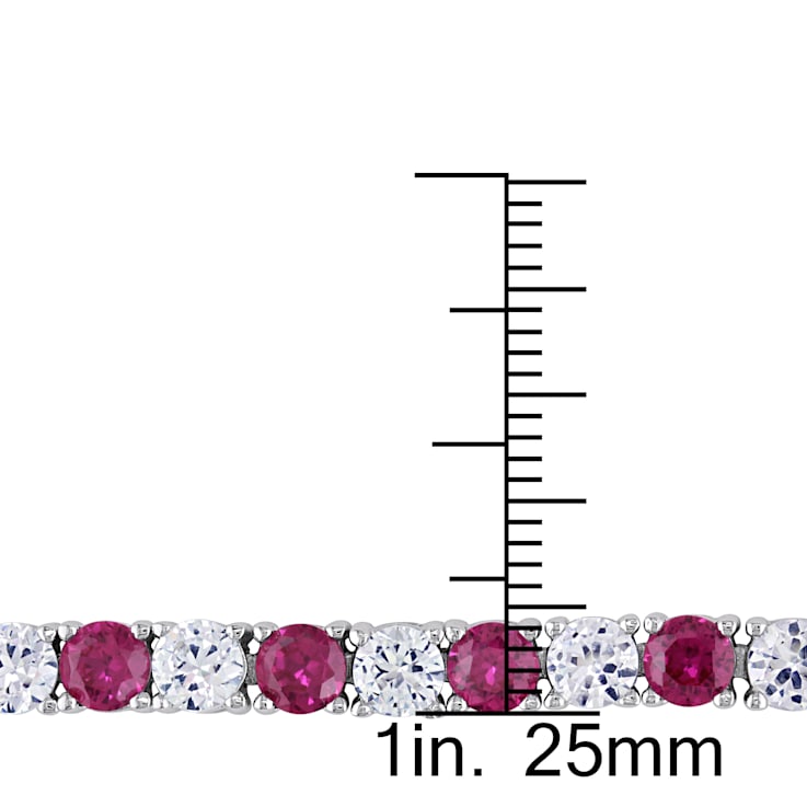 14 1/2 CT TGW Created Ruby and Created White Sapphire Bracelet in
Sterling Silver