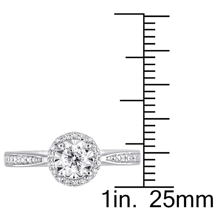 1/3 CT TW Diamond Halo Ring in Sterling Silver