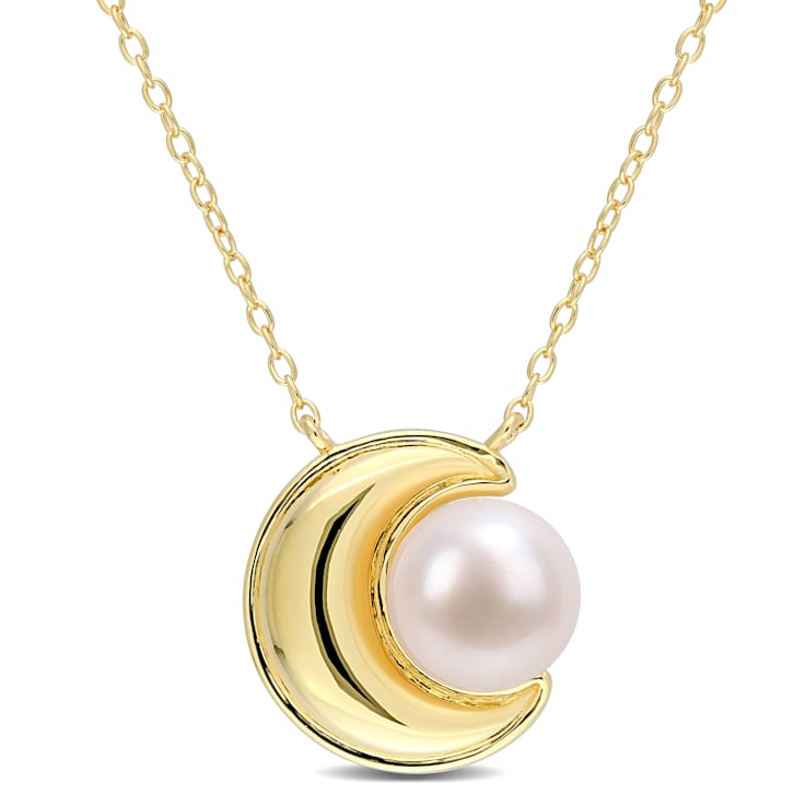 Pearl crescent necklace sales