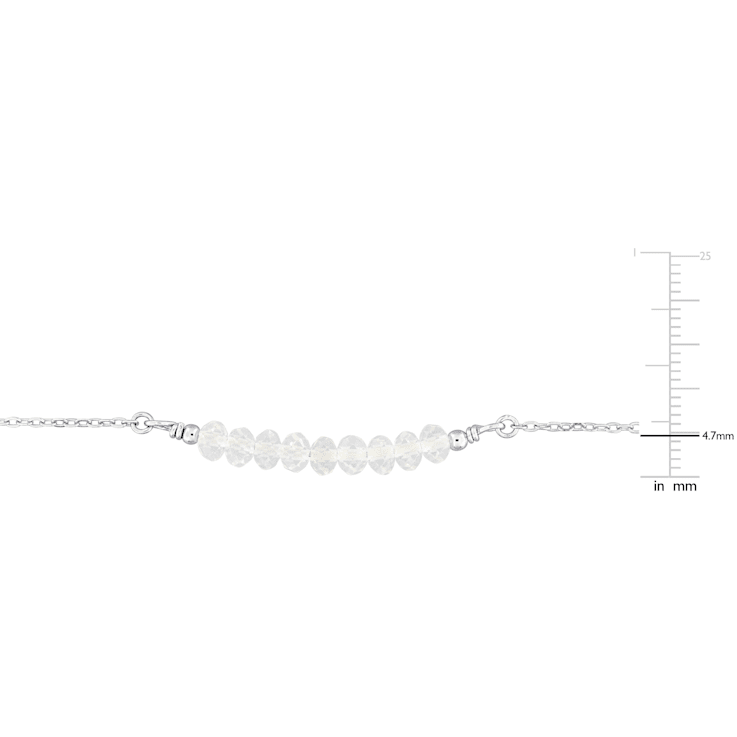 5/8ctw White Topaz Bead Bar Necklace in Sterling Silver