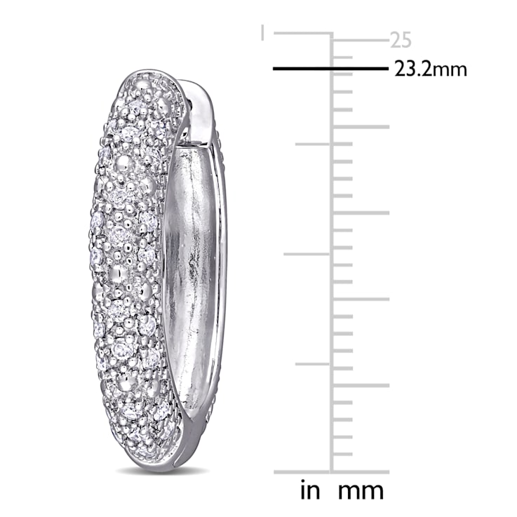 1/2 CT TW Diamond Hoop Earrings in Sterling Silver