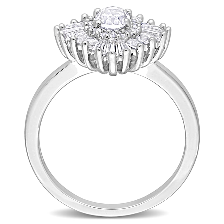 2 3/8 CT TGW Created White Sapphire Floral Ring in Sterling Silver