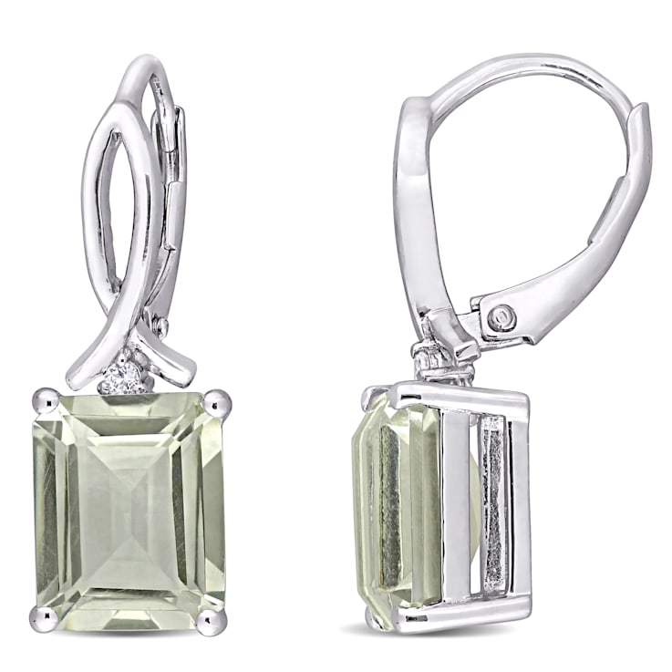 6-1/2ctw Green Quartz and White Topaz Earrings in Sterling Silver
